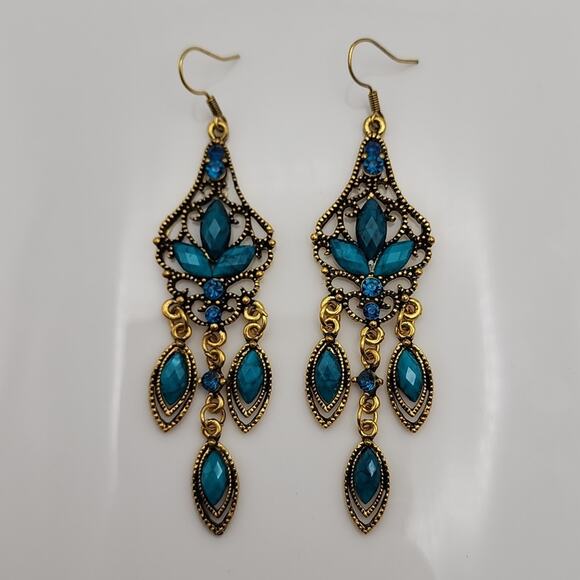 Boho Sapphire Dangling Earrings - Picture 3 of 3